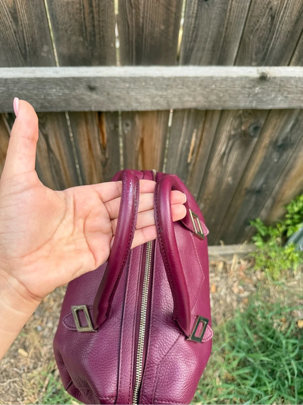 Versace 2012 Plum Leather Satchel with Gold Hardware